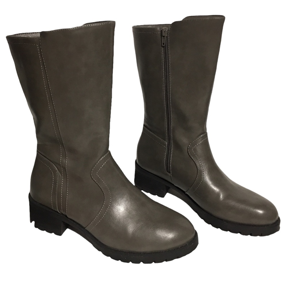 Dream Pairs fur lined mid calf gray boots Sz 8.5 New or Like new